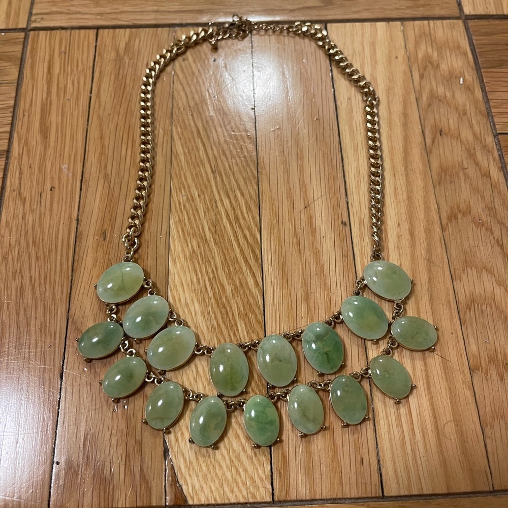 Green Stone Layer Statement Necklace - image 1